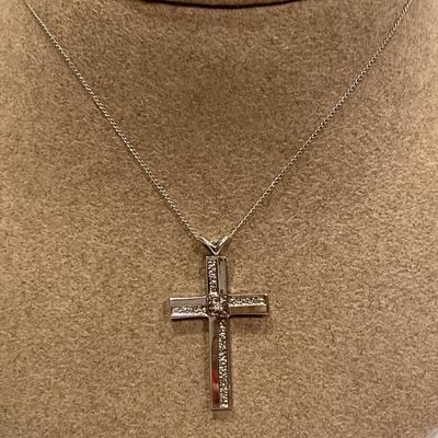 Stamped 14k cross and necklace