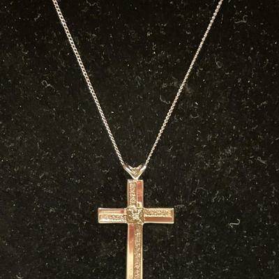 Stamped 14k cross and necklace
