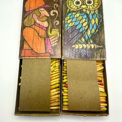 1970's Owl & Mushroom & Sherlock Match Boxes from The Ohio Match Company