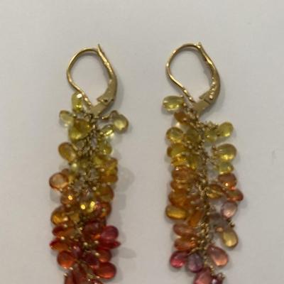 DH Designs 18k multi-color sapphire drop earrings 
