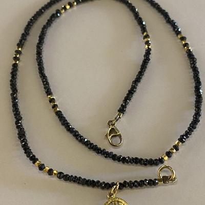 DH Designs 18k gold black onyx stone and gold necklace