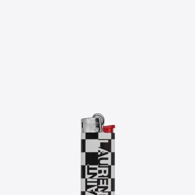 Exclusive Saint Laurent Paris checkered pattern lighter in black and white