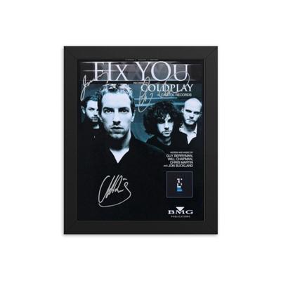 Coldplay signed sheet music Framed Reprint