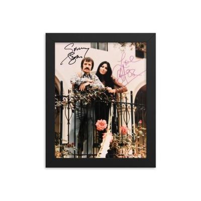 Sonny & Cher signed promo photo Framed Reprint