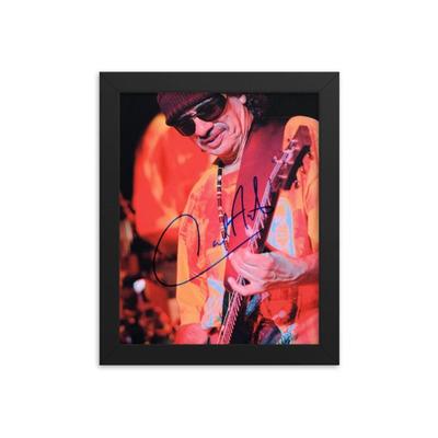 Carlos Santana signed promo photo Framed Reprint