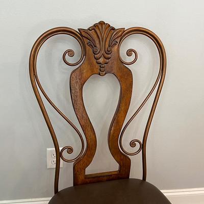 DA YA FURNITURE ~ Solid Wood / Metal Pedestal Glass Table & (4) Chairs ~ *Read Details