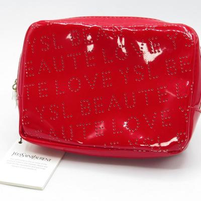Yves Saint Laurent Beaute Love Makeup Bag Red Patent PU Leather