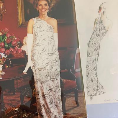 1981 Inauguration Nancy Reagan Dress Designer Galanos Sketches