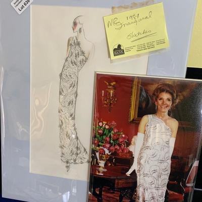 1981 Inauguration Nancy Reagan Dress Designer Galanos Sketches