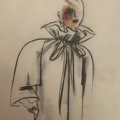 1981 Inauguration Nancy Reagan Dress Designer Galanos Sketches
