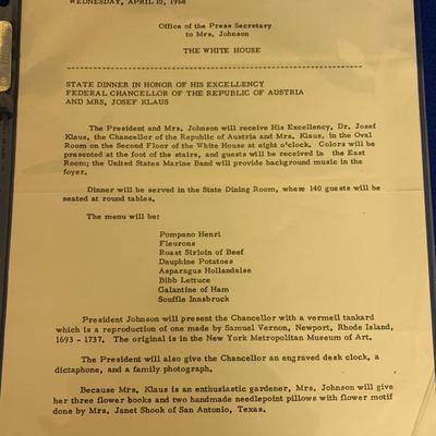 1968 Chancellor Klaus Austria State Dinner Telegram Table Cards Invitation Menu