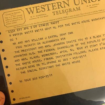 1968 Chancellor Klaus Austria State Dinner Telegram Table Cards Invitation Menu