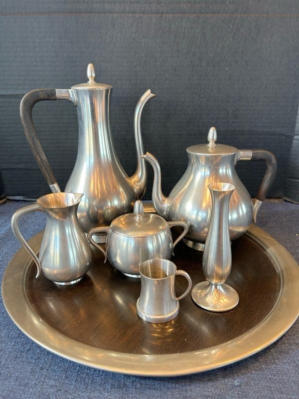 Lot 63 Pewter tea set