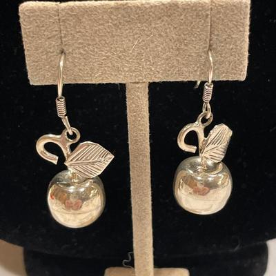Sterling apple earrings