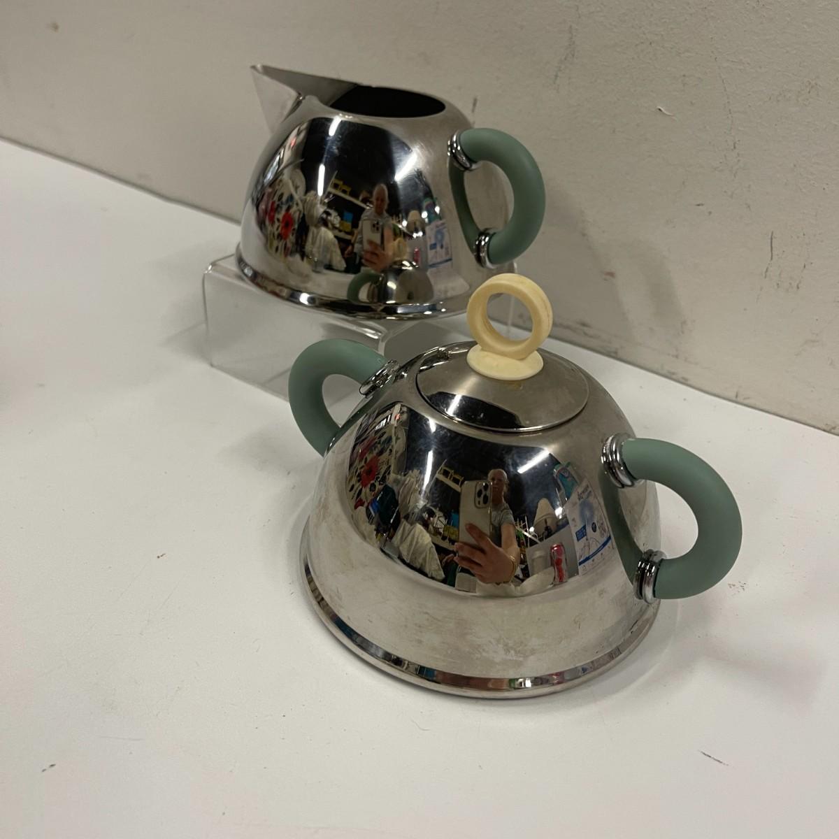 1985 Iconic Alessi Sugar Bowl & Creamer Designed by Michael Graves