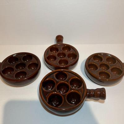 Vintage Escargot Servers Six Holes and Handles