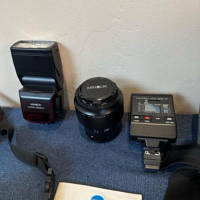 Lot 104 Minota 35 millimeter camera gear