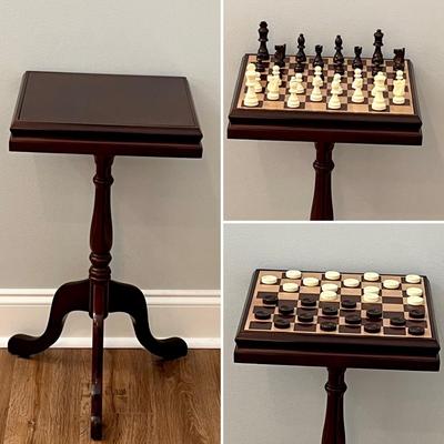 BOMBAY ~ Mahogany Chess/Checkers Table Set