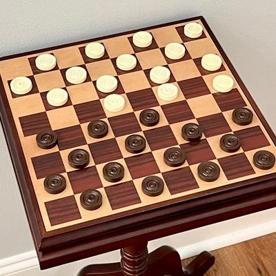 BOMBAY ~ Mahogany Chess/Checkers Table Set