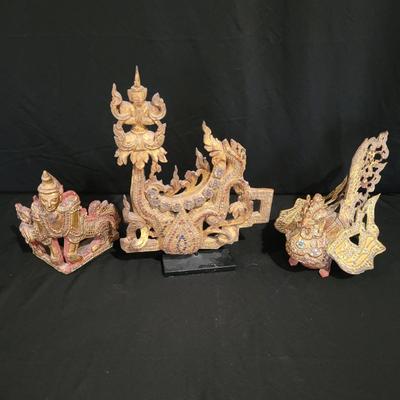 Burmese Betel Gold Laquered Box and Statues (D-DW)