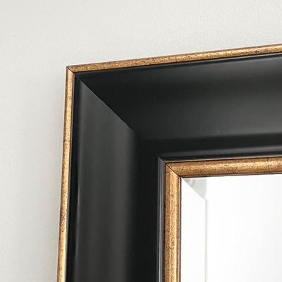 Black & Gold Trimmed Beveled Mirror