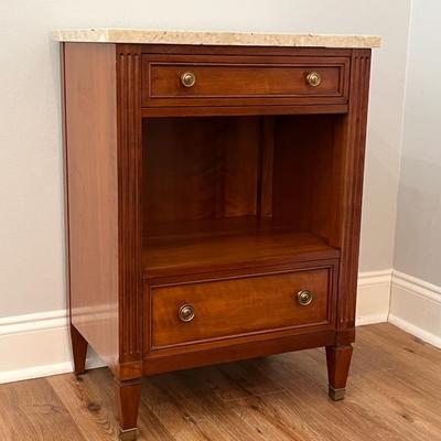 KINDEL ~ Solid Wood Fluted Design Open Front Nightstand ~ With Marble Top ~*Read Details
