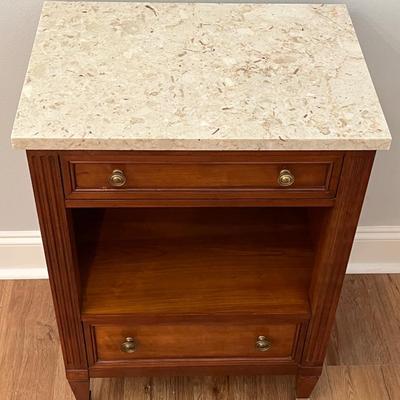 KINDEL ~ Solid Wood Fluted Design Open Front Nightstand ~ With Marble Top ~*Read Details