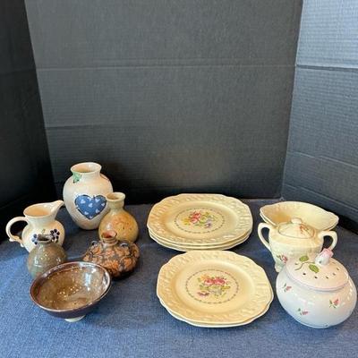 Lot 125 Misc pottery vases , crooksville china co. dishes kitchen items