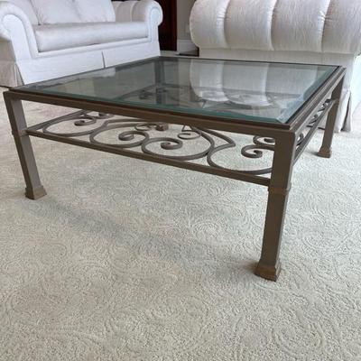 Lot 116 metal and glass beveled glass coffee table