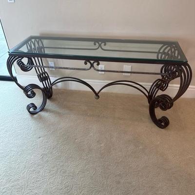 Lot 118 metal and glass entry table/sofa table