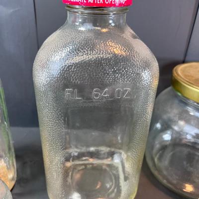 Vintage farmhouse Glass milk bottles Liberty Jack Jar glasses