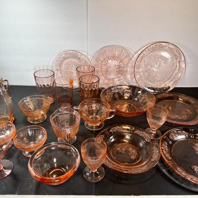 Pink Depression glass Floral Sharon pattern and others