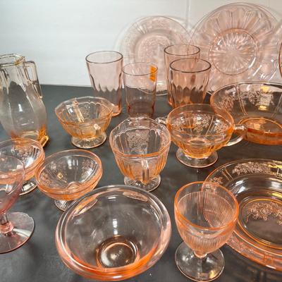 Pink Depression glass Floral Sharon pattern and others