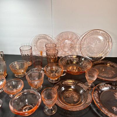 Pink Depression glass Floral Sharon pattern and others