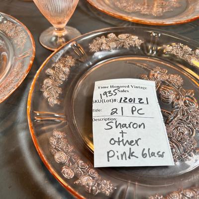 Pink Depression glass Floral Sharon pattern and others