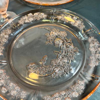 Pink Depression glass Floral Sharon pattern and others