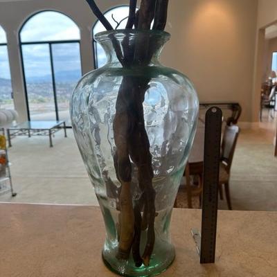Lot 151 glass, decorative vase with wood branch decor