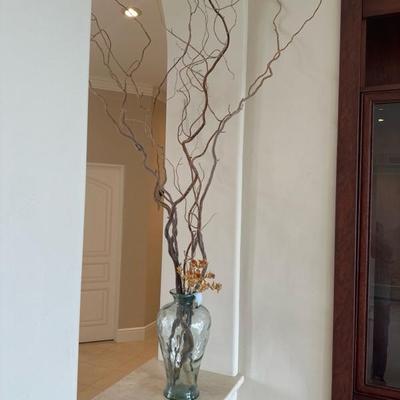 Lot 152 glass, decorative vase with wood branch decor