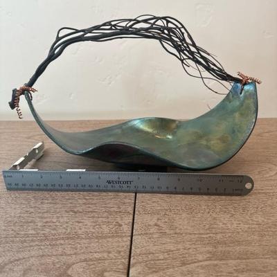 Lot 154, Art glass basket with branch handle