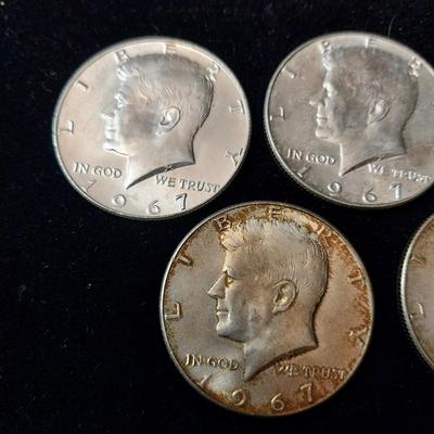 5 KENNEDY 1967 HALF DOLLARS