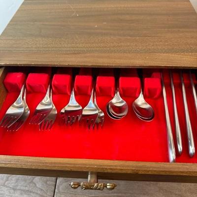 Lot 170 Lauffer Stainless Steel Flatware in wood chest