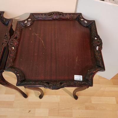 Pair Vintage Solid Wood Side Tables 20x20x28H