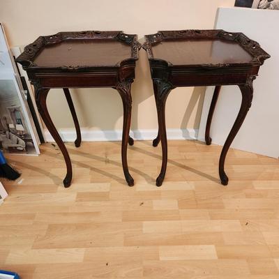 Pair Vintage Solid Wood Side Tables 20x20x28H