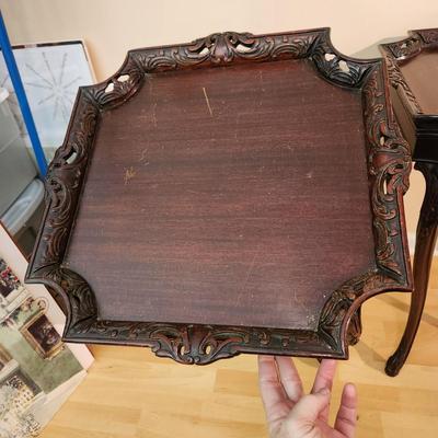 Pair Vintage Solid Wood Side Tables 20x20x28H