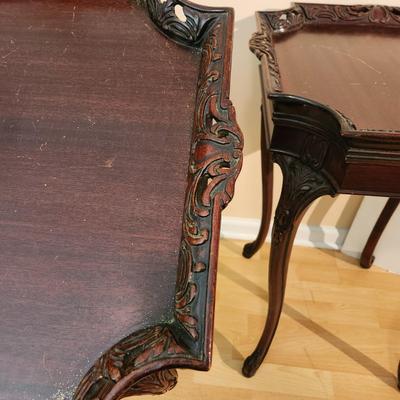 Pair Vintage Solid Wood Side Tables 20x20x28H