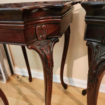 Pair Vintage Solid Wood Side Tables 20x20x28H