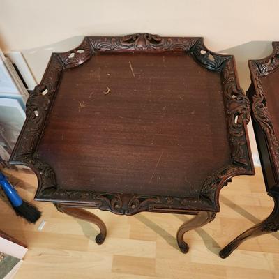 Pair Vintage Solid Wood Side Tables 20x20x28H