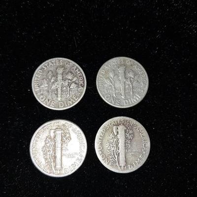 2 MERCURY AND 2 ROOSEVELT SILVER DIMES