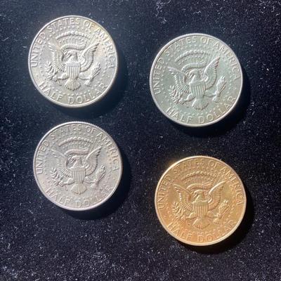 Four 1968 D Kennedy Half Dollar Coins 40% Silver
