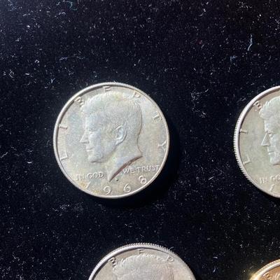 Four 1968 D Kennedy Half Dollar Coins 40% Silver